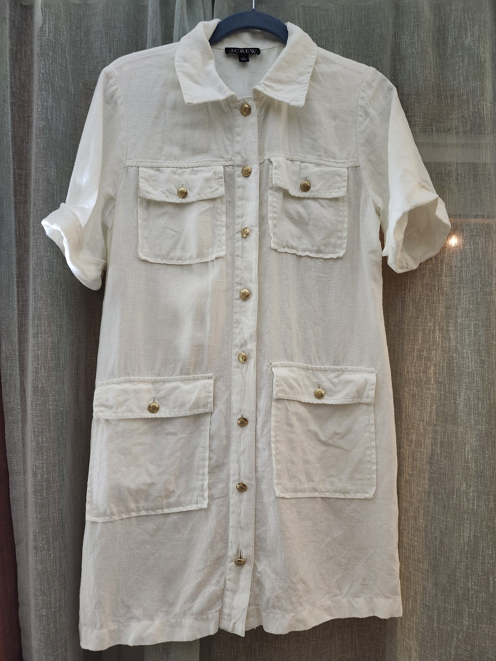 J. Crew Cream Button-Front Utility Shirt Dress